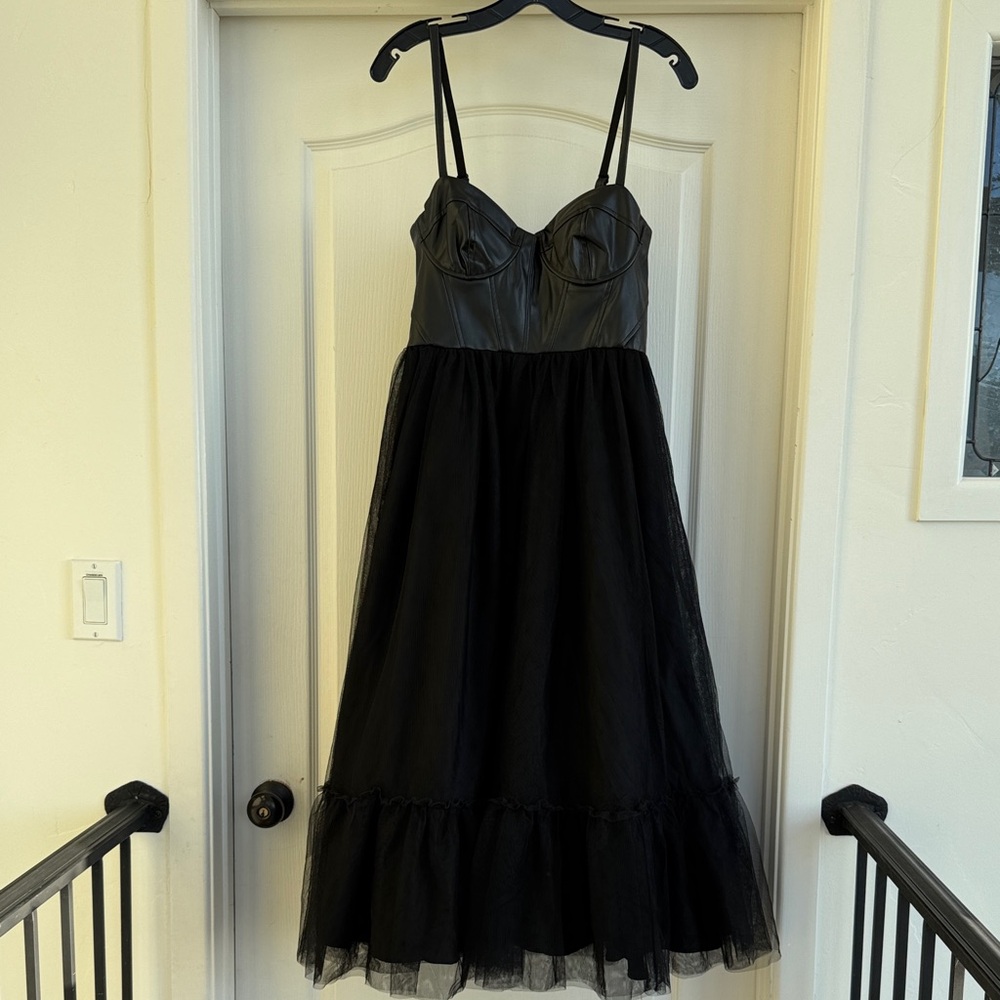 Essex Faux Leather & Tulle Dres - Picture 2 of 15